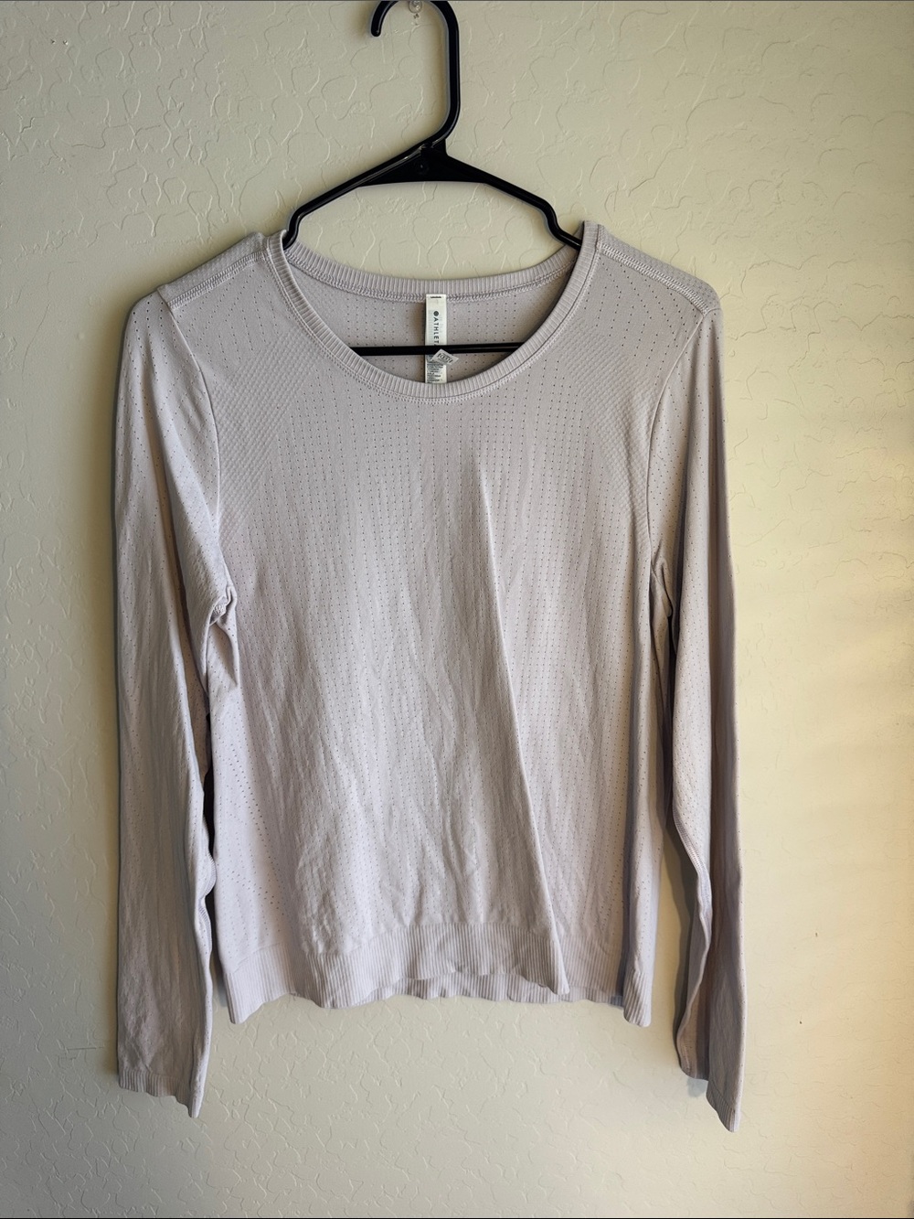Athleta Perforated Long-Sleeve Crewneck Top - Light Taupe